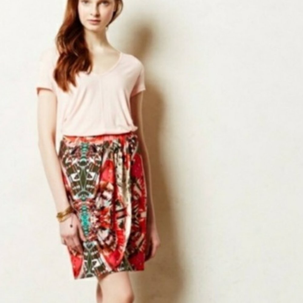 Anthropologie Maeve Ligeia Jersey Faux Wrap Skirt Small